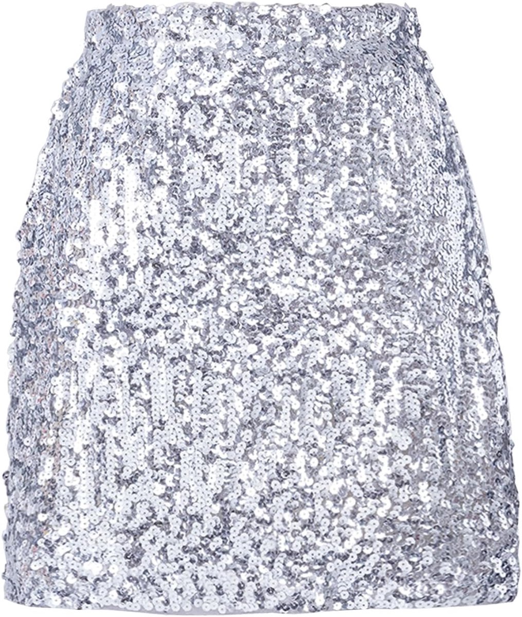 Paillettenrok dames - zilver - glitterstof - perfecte feestoutfit - ShopVlot