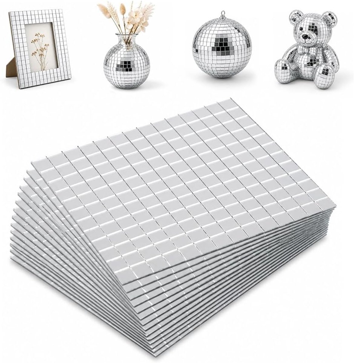 Spiegelmozaïektegels 12000 stuks - 5 x 5 mm - zelfklevend - voor creatief handwerk - ShopVlot