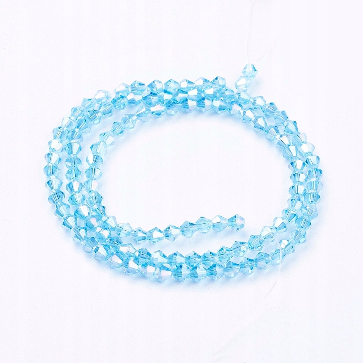 Glaskralen AB kleur, facetgeslepen, bicone, blauw 4x4mm, 100 stuks