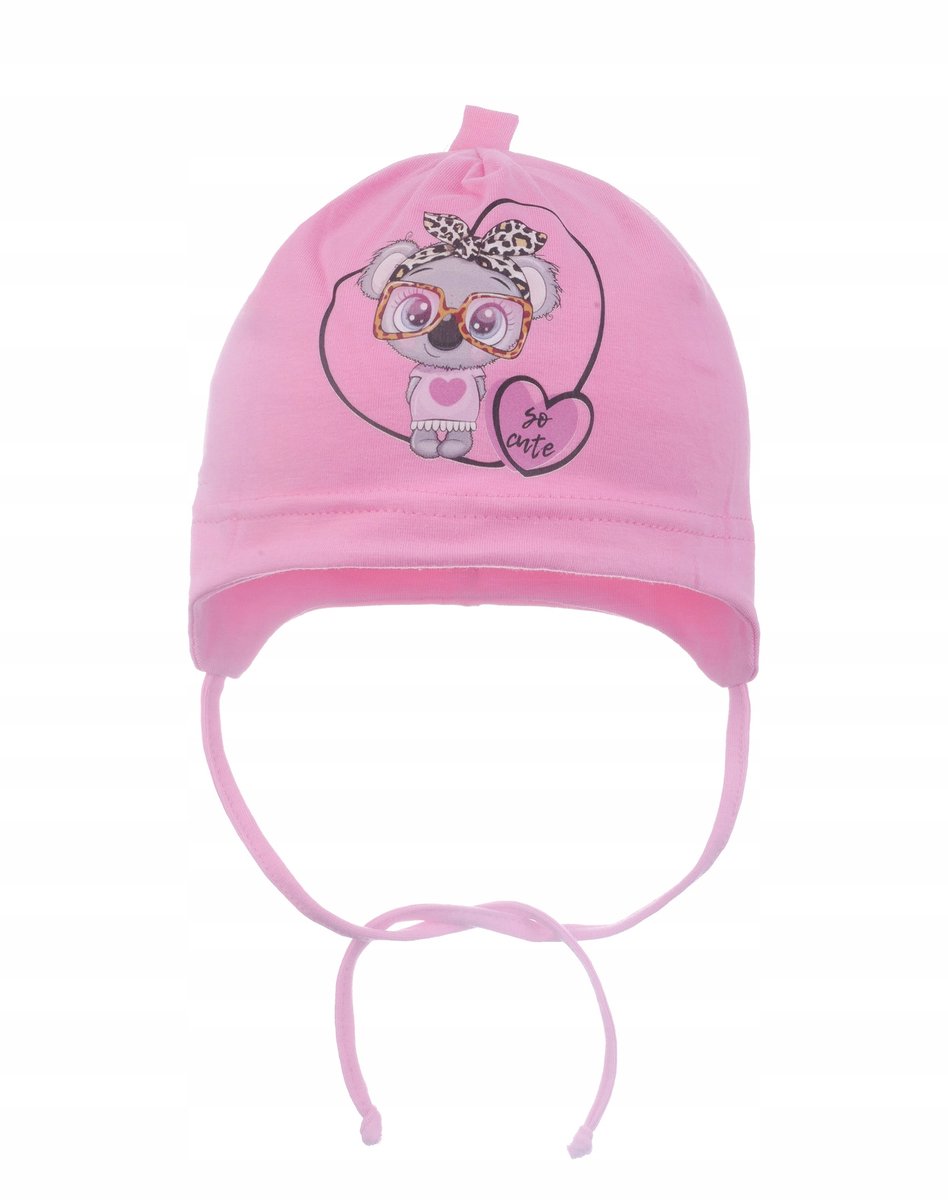 Meisjes muts met koala hartje, roze, maat 40/42