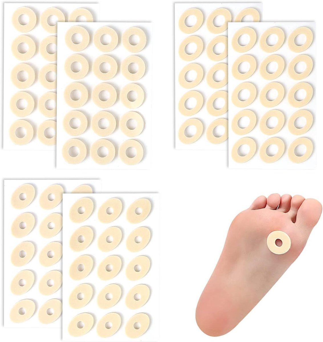 Pack of 6 Corn Eye Pads, 3 Shapes, Anti-Abrasion Soft Latex Pads, Self Adhesive Callus Pads to Prevent Friction on the - ShopVlot