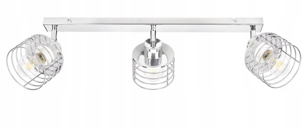 Industriële Plafondlamp met 3xE27 Fitting, Chroom Metaal