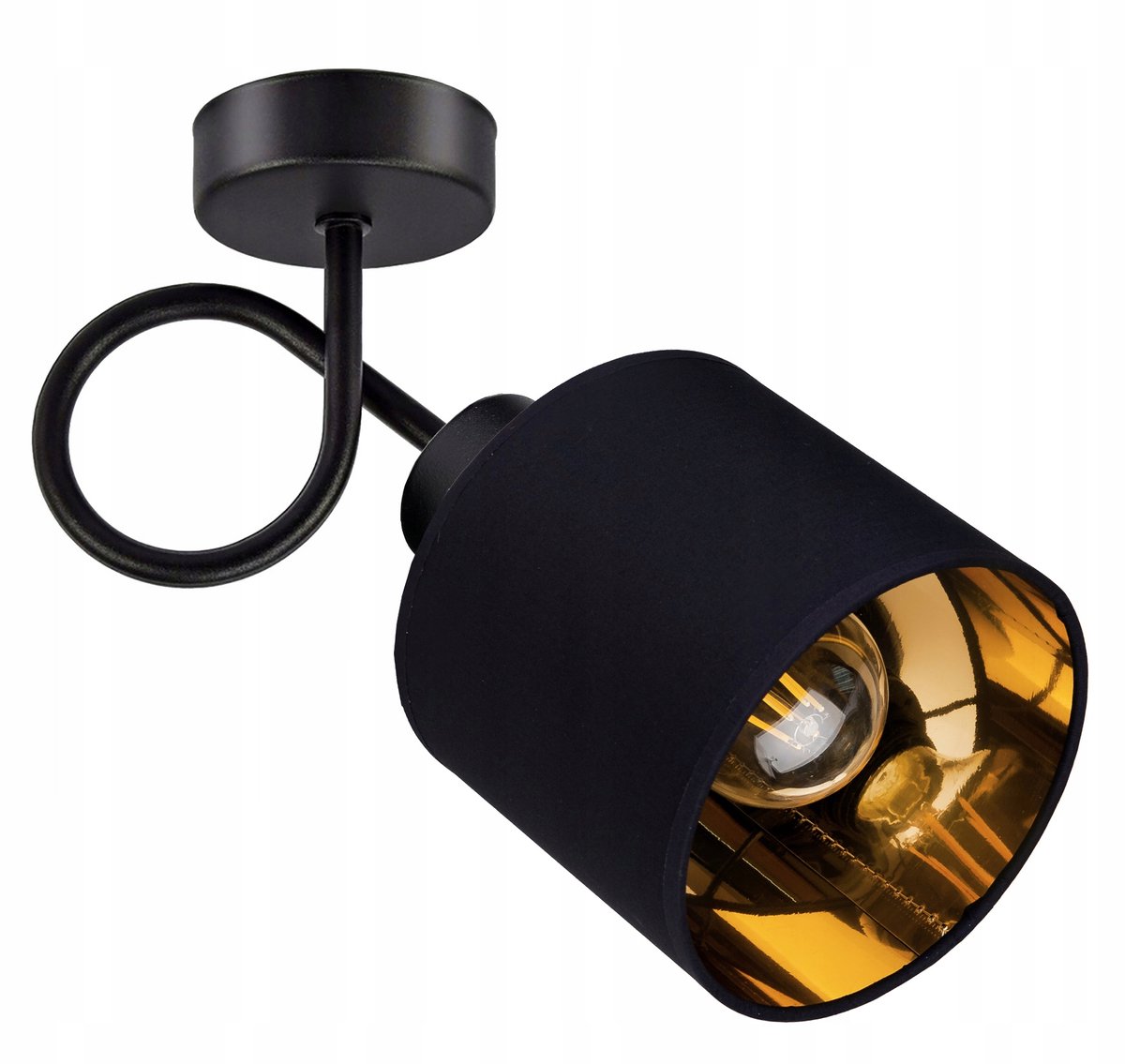Zwarte Lampenkap Cilinder Goud Binnen - Wandlamp & Hanglamp