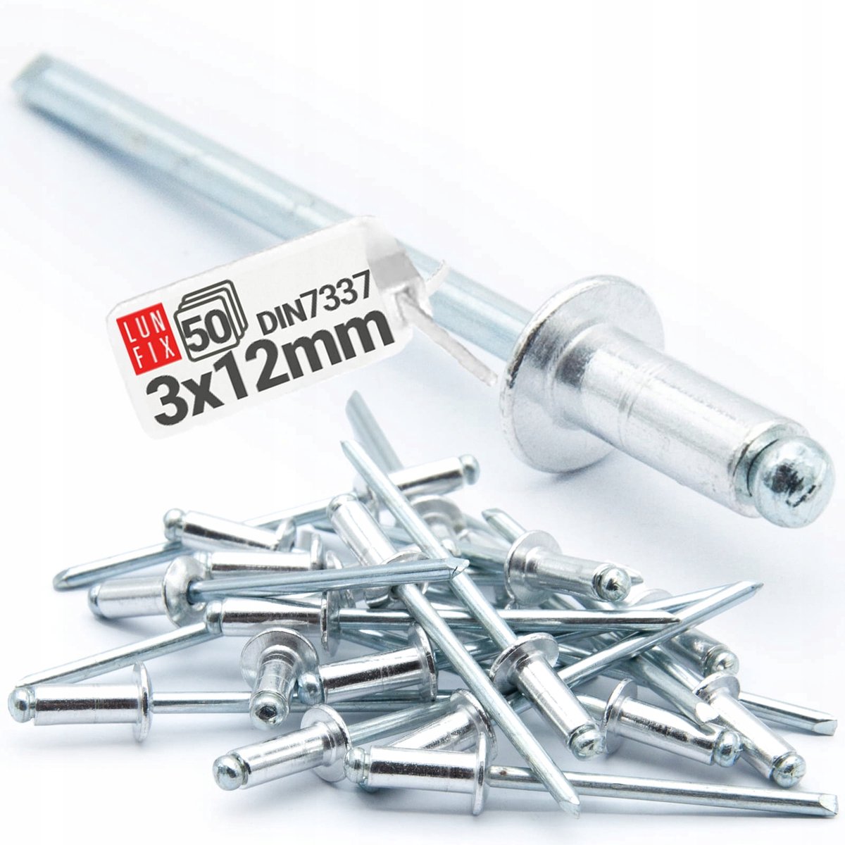 Blindklinknagels Aluminium/Staal 3x12mm Verzinkt DIN 7337 - 50 Stuks