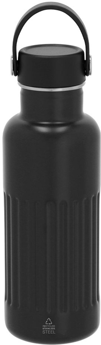 Thermische fles van gerecycled roestvrij staal met dubbele wand en een capaciteit van 500 ml Welker Zwart