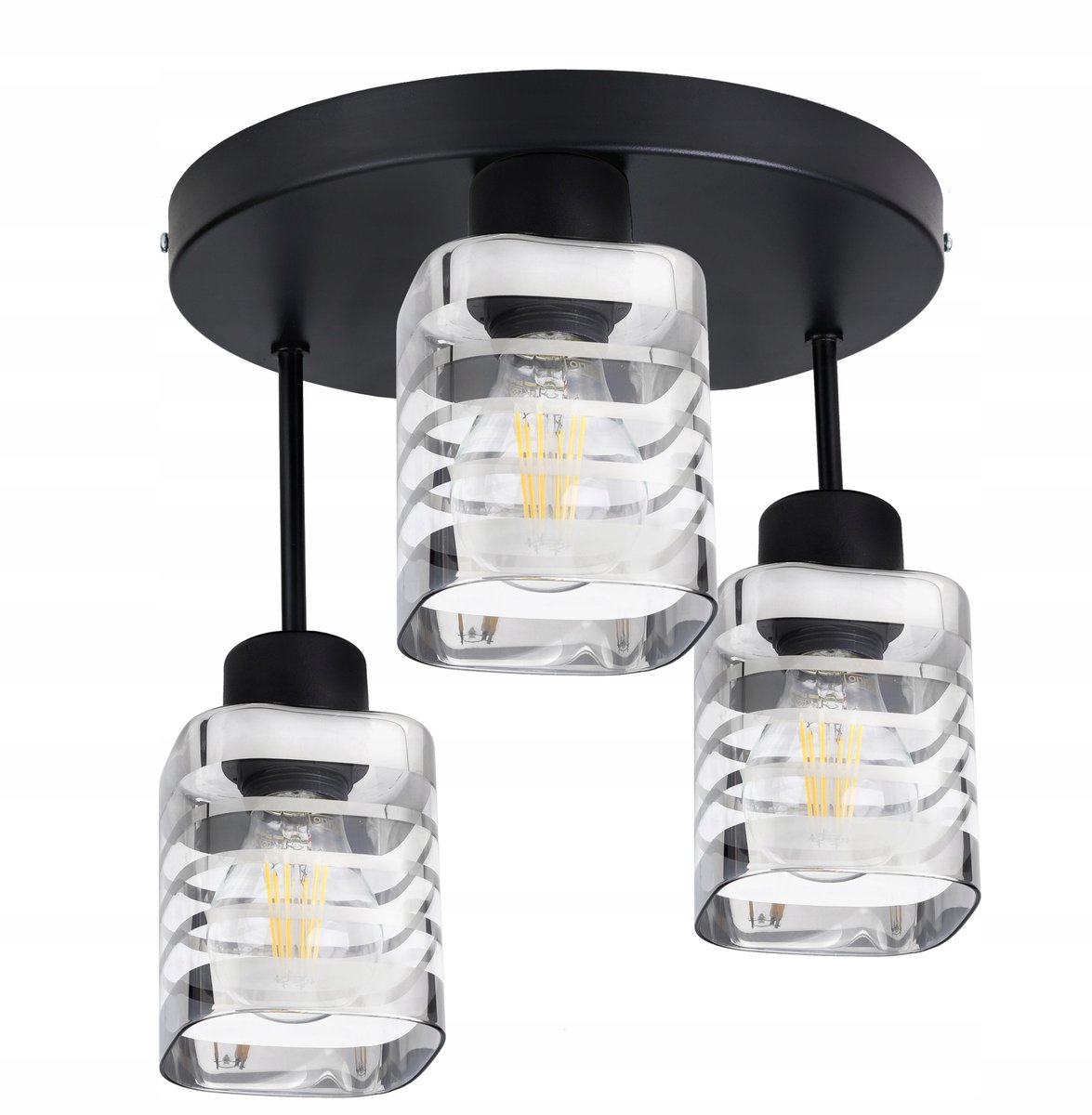 Moderne Plafondlamp met Glazen Lampenkappen en Chroomdetails