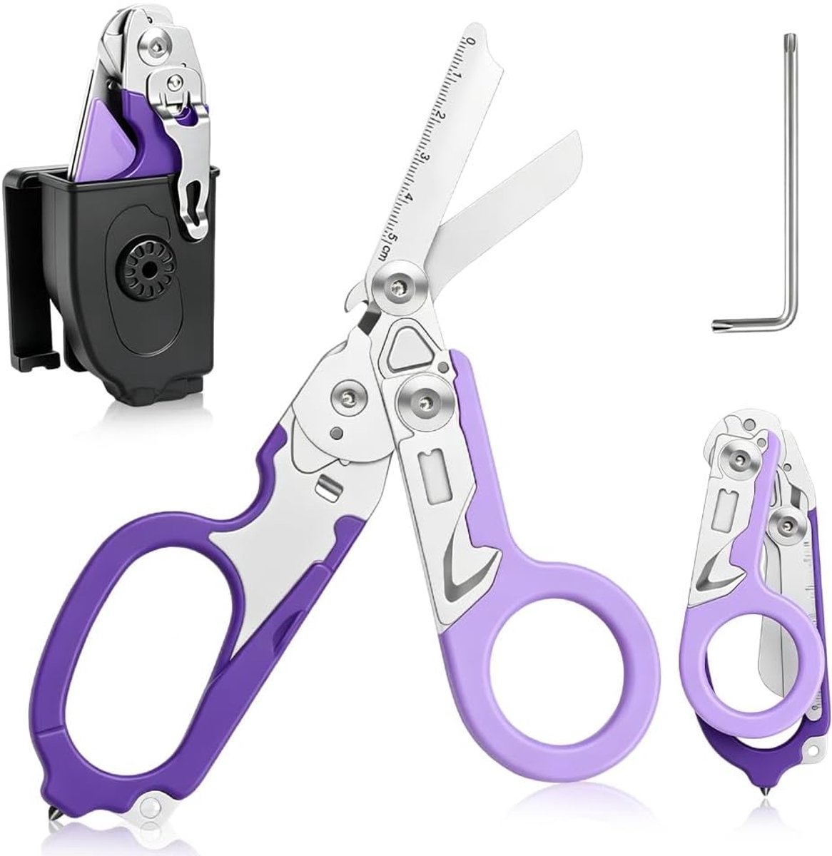 Rescue Scissors, 6-in-1 Multi-Tool Clothing Scissors, Rescue Service, Trauma Scissors, Wrench and Sheath Rescue - ShopVlot