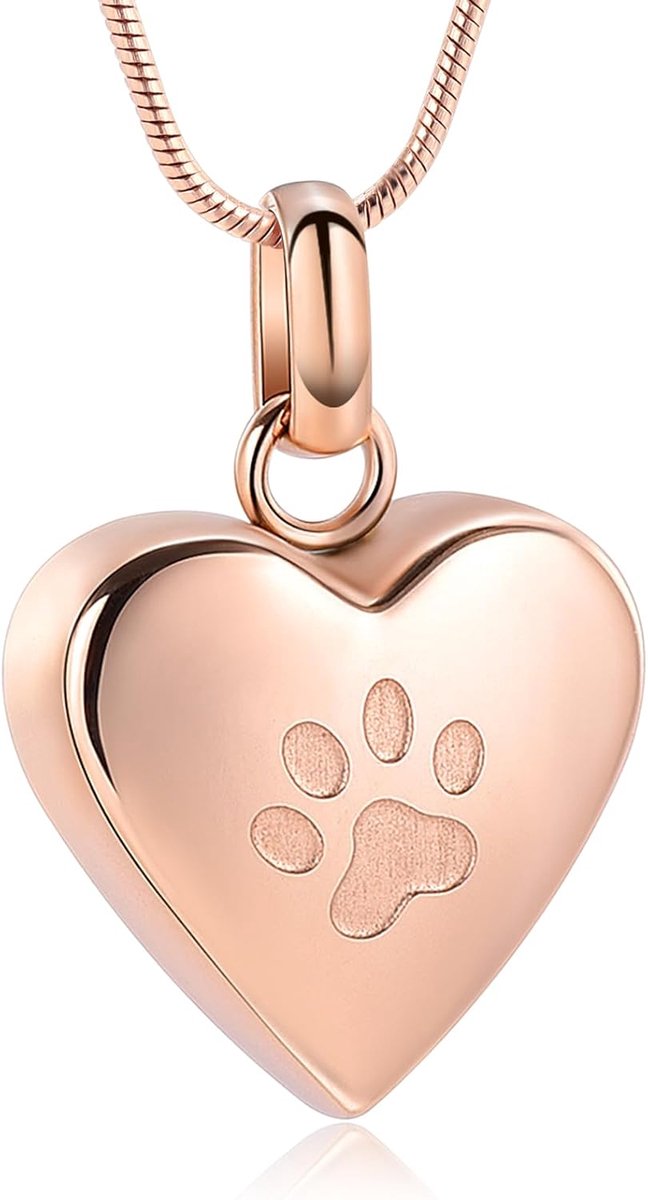 Pet Cremation Jewelry for Ash Pendant Paw Print Pet Heart Urn Necklace Memorable Jewelry for Pet/Dog/Cat Ash - ShopVlot