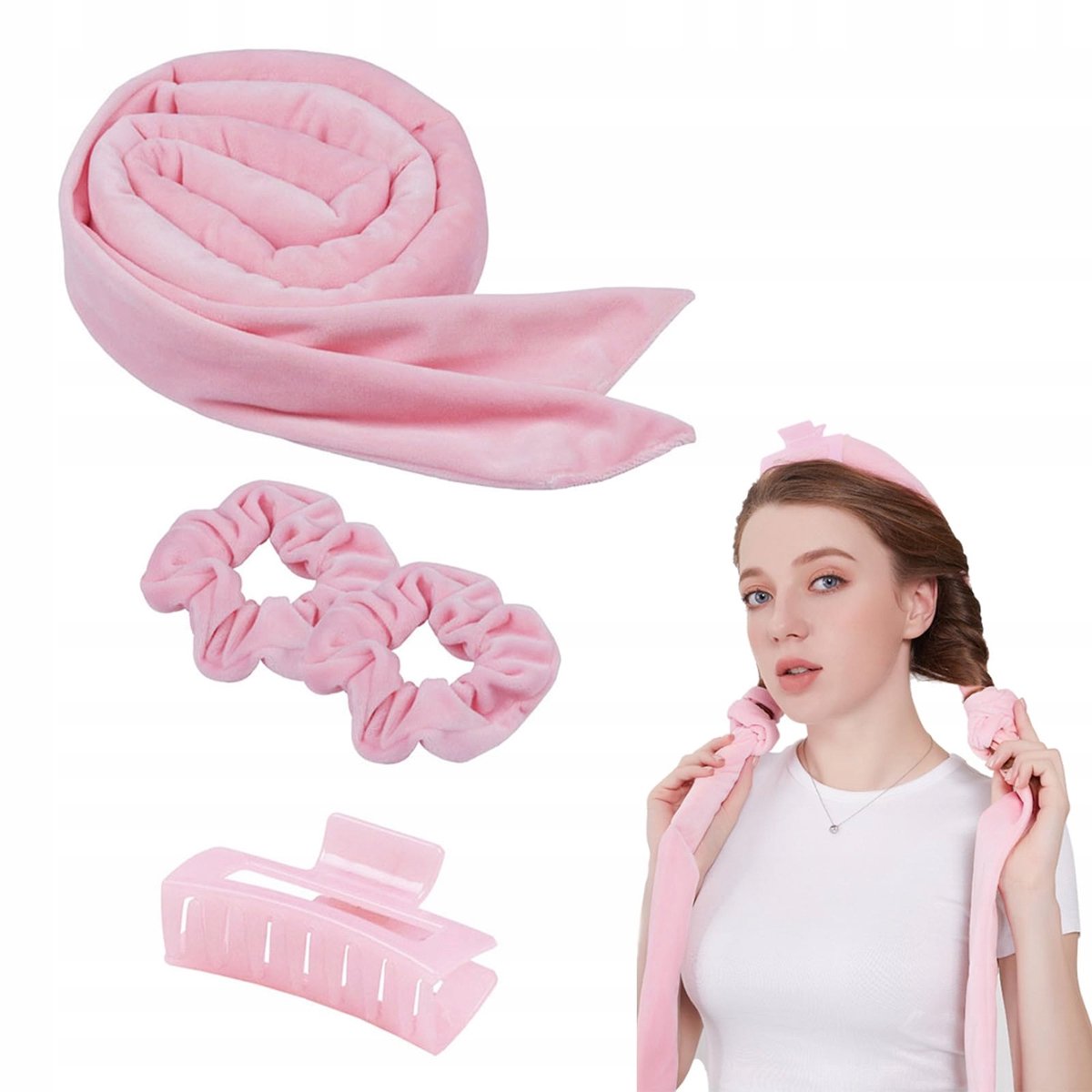 Velours Haarrollers Set - Hittevrij Krullen met Klem & Elastieken