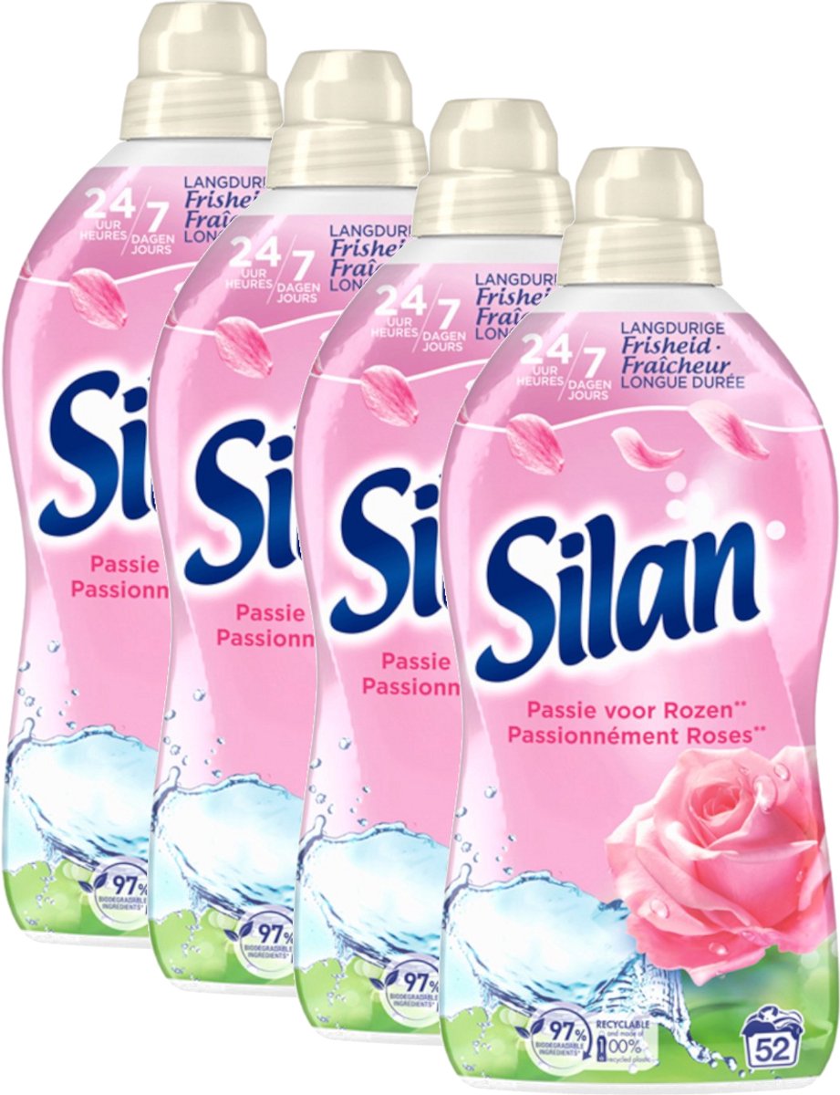 Silan Passie Voor Rozen – Multipack - Wasverzachter – 4576ml (4x1144ml)– 208 (4x52) Wasbeurten