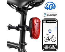 GPS Tracker Fiets & Locator GPS Bike - Anti-Diefstal Achterlicht - LED Fietsverlichting Oplaadbaar - Realtime Tracking - Historische Routes - IP65 Waterdicht - 1800mAh - SOS Alarm - Inclusief SIM-kaart