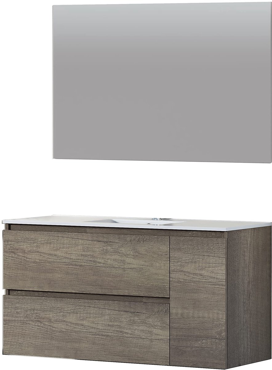 Badmeubelset met wastafel - wandmontage - keramisch - ruimtebesparend - ShopVlot