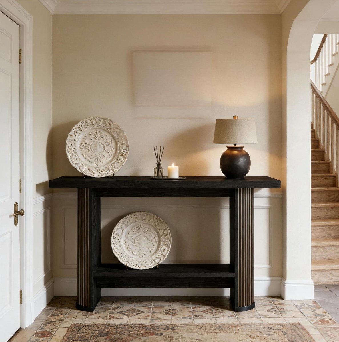 Wishdor Sidetable - Modern design - Houten constructie - Zwart - Rechthoekig - Smal - Voor woonkamer en hal - Voor decoratie en opslag - 20 kg
