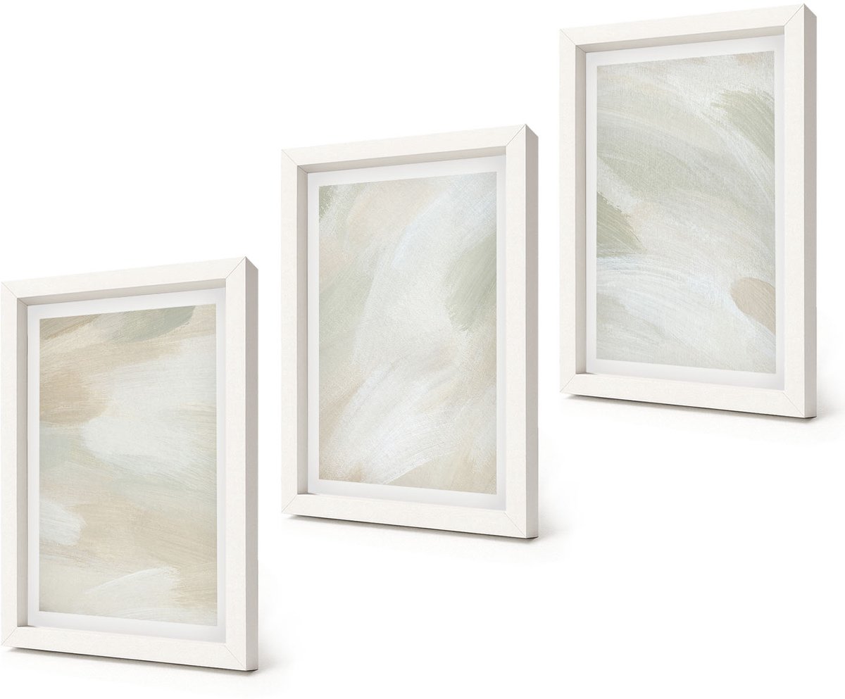 Coloray 3-Delige Schilderij Set - Heldere abstracte schilderijen op canvas, delicate boho-stijl - 20x30 - Muurdecoratie - Wanddecoratie - Hal - Moderne Wanddecoratie