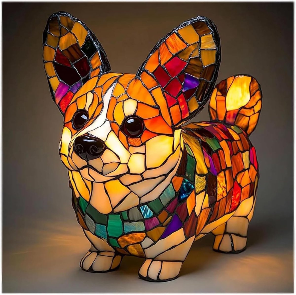 Casalora® 3D-nachtlampje in retro-dierenvorm – Tafelmodel nachtlampje van kunsthars – Corgi-nachtlampje – Creatieve tafellamp in dierenvorm – Geschikt voor slaapkamer, kantoor, verjaardagscadeau – Kleurrijk