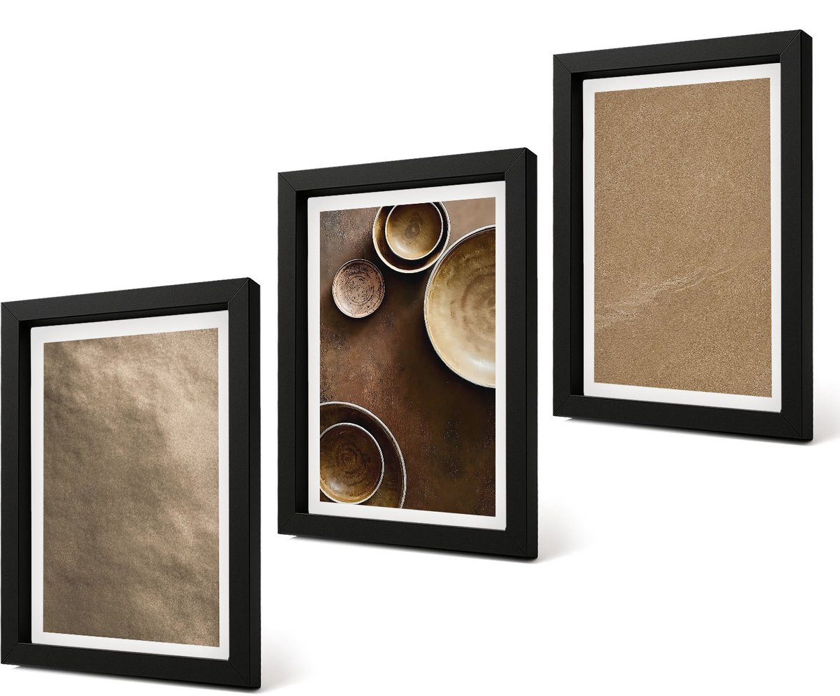 Coloray 4-Delige Schilderij Set - Stenen constructies in moderne minimalistische stijl - 20 x 30 cm - Wanddecoratie - Muurdecoratie - Woonkamer