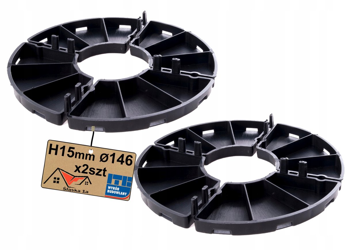 Ondersteuningen voor tegels, 15mm hoog, Ø146mm, 2 stuks