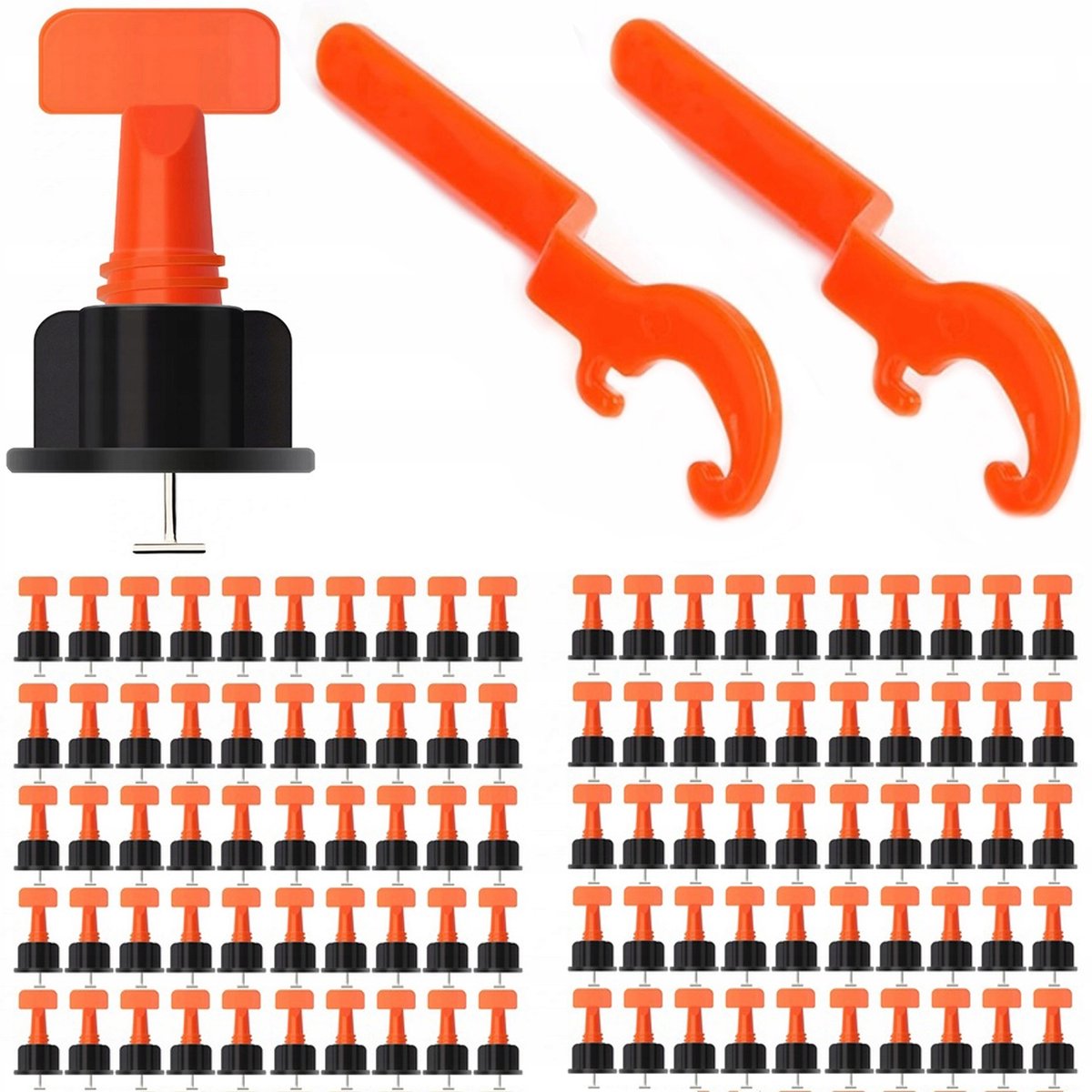 100x Tegel Levelling Systeem Clips & Wiggen met 2 Sleutels