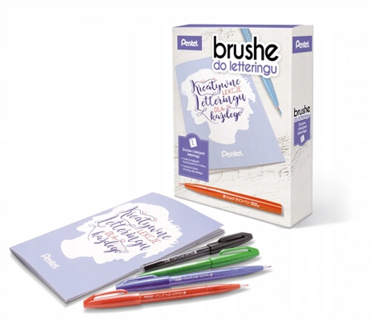 Pentel Brush Pen Set voor Lettering - 4 Kleuren + Lesboek