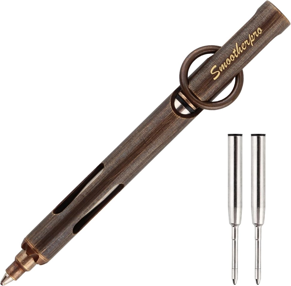 SMOOTHERPRO Solid Brass Ballpoint Pen Mini Lightweight Pen - Retro Black - ShopVlot