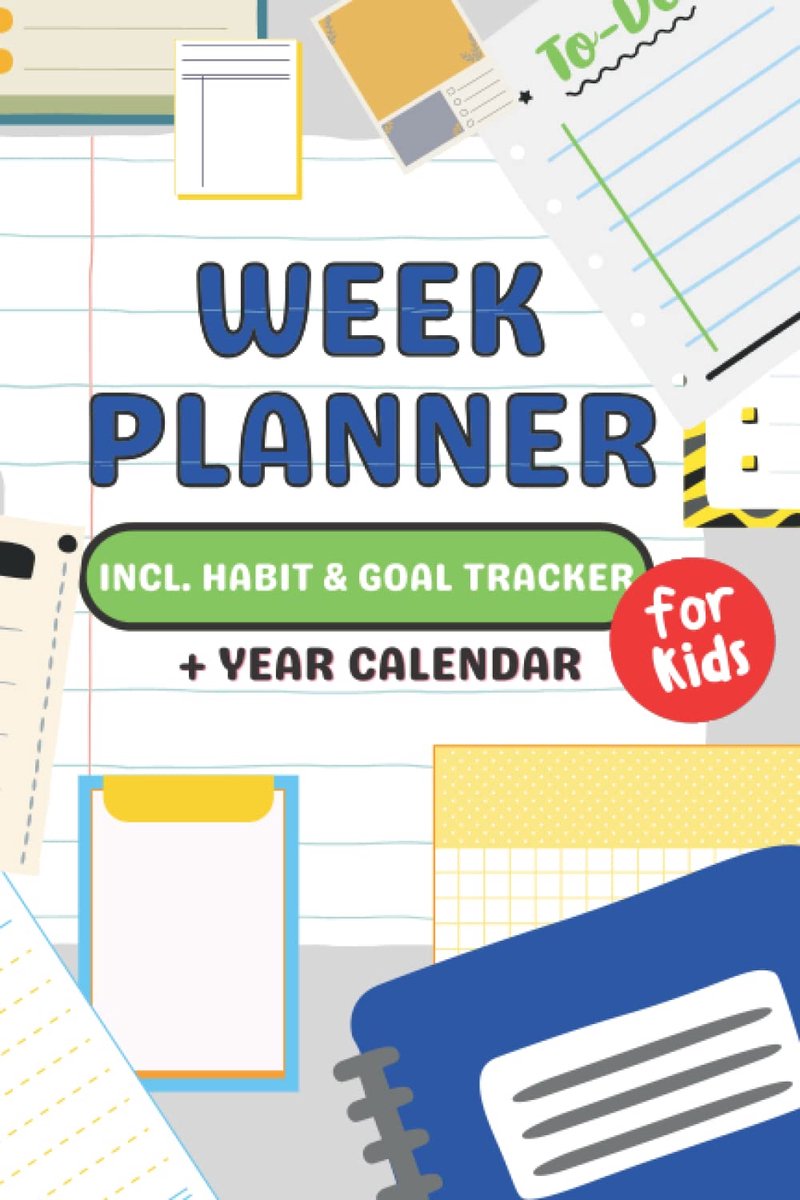 Weekplanner for Kids incl. simple habit tracker & goals setter. - My First weekly planner for children - ShopVlot