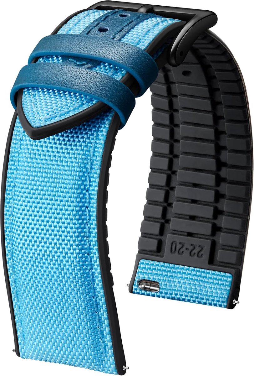 Binlun Silicone Nylon Watch Strap 18 19 20 21 22 mm Hybrid Rubber Replacement Band with Quick Release System for Men - ShopVlot