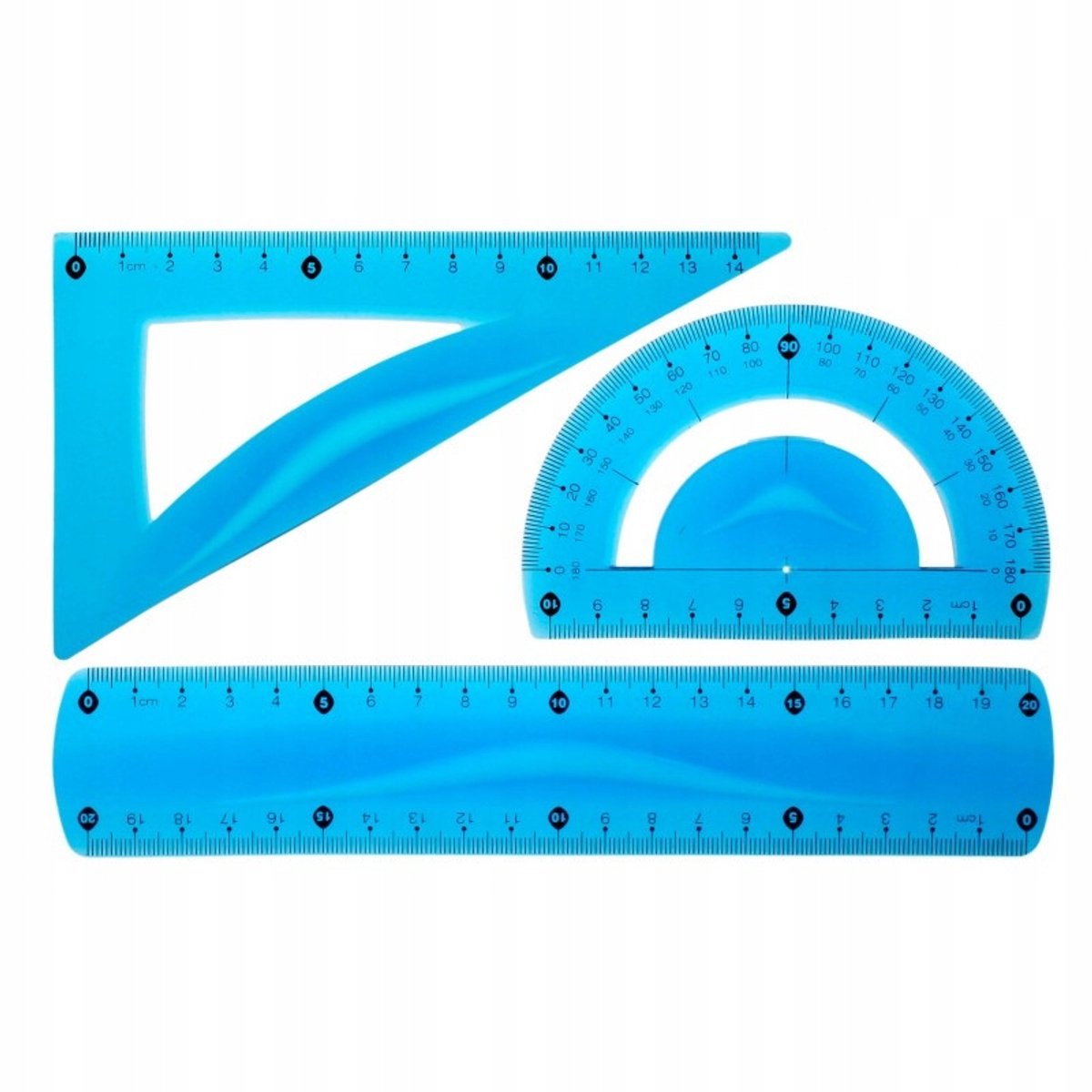 Blauw Geometrie Set School Kinderen - Liniaal, Gradboog, Tekendriehoek