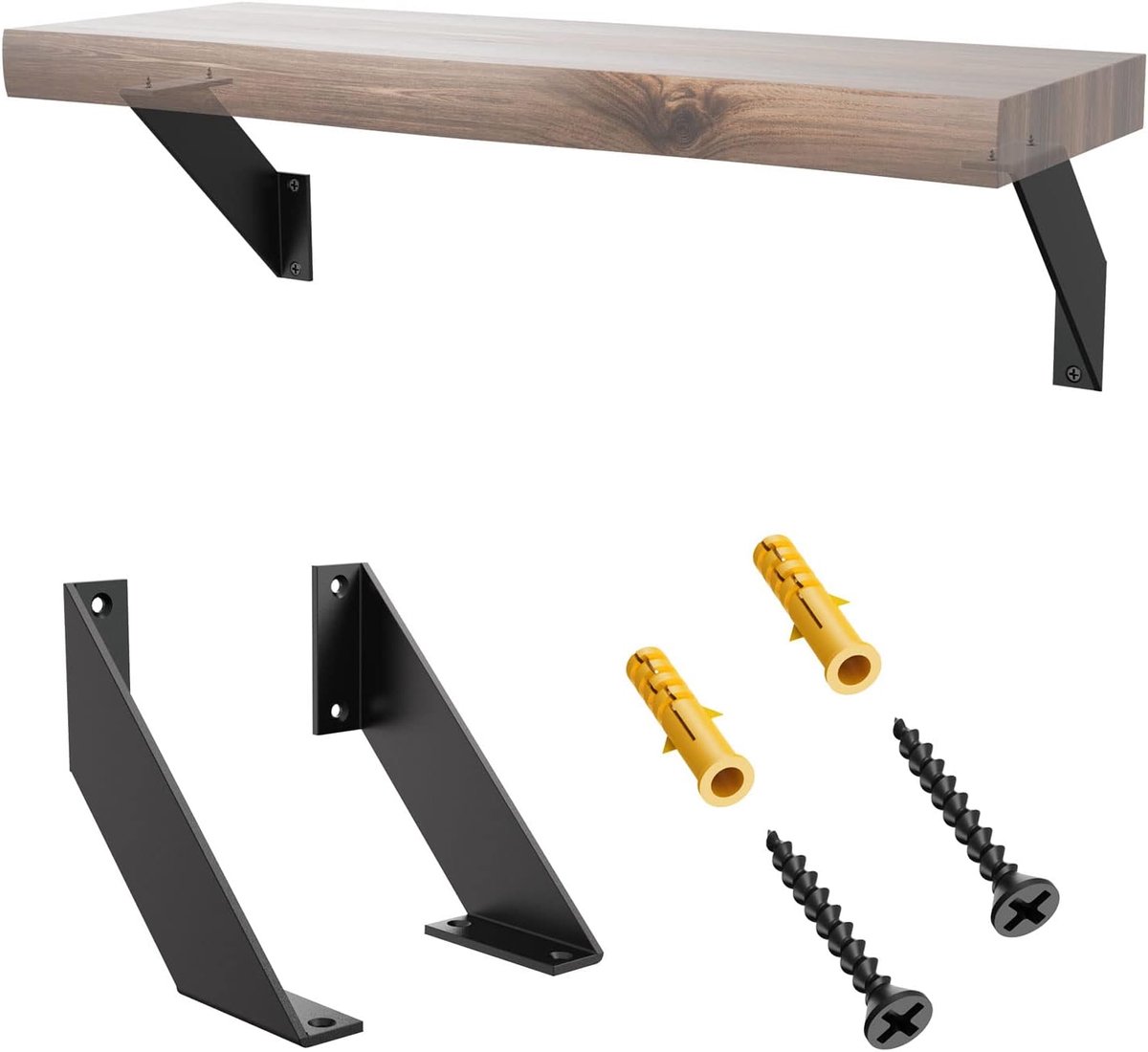 Black Shelf Bracket 15cm, Shelf Bracket 2pcs, Wall Mounted Shelves Support Bracket with Flat Angle Curved - ShopVlot