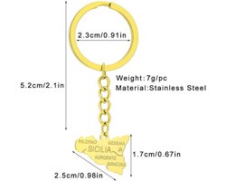 LUTAKU Sicily Map and Flag Keychain for Women Men, Sicily Keychain Pendant Charm, Stainless Steel Card Jewelry - ShopVlot