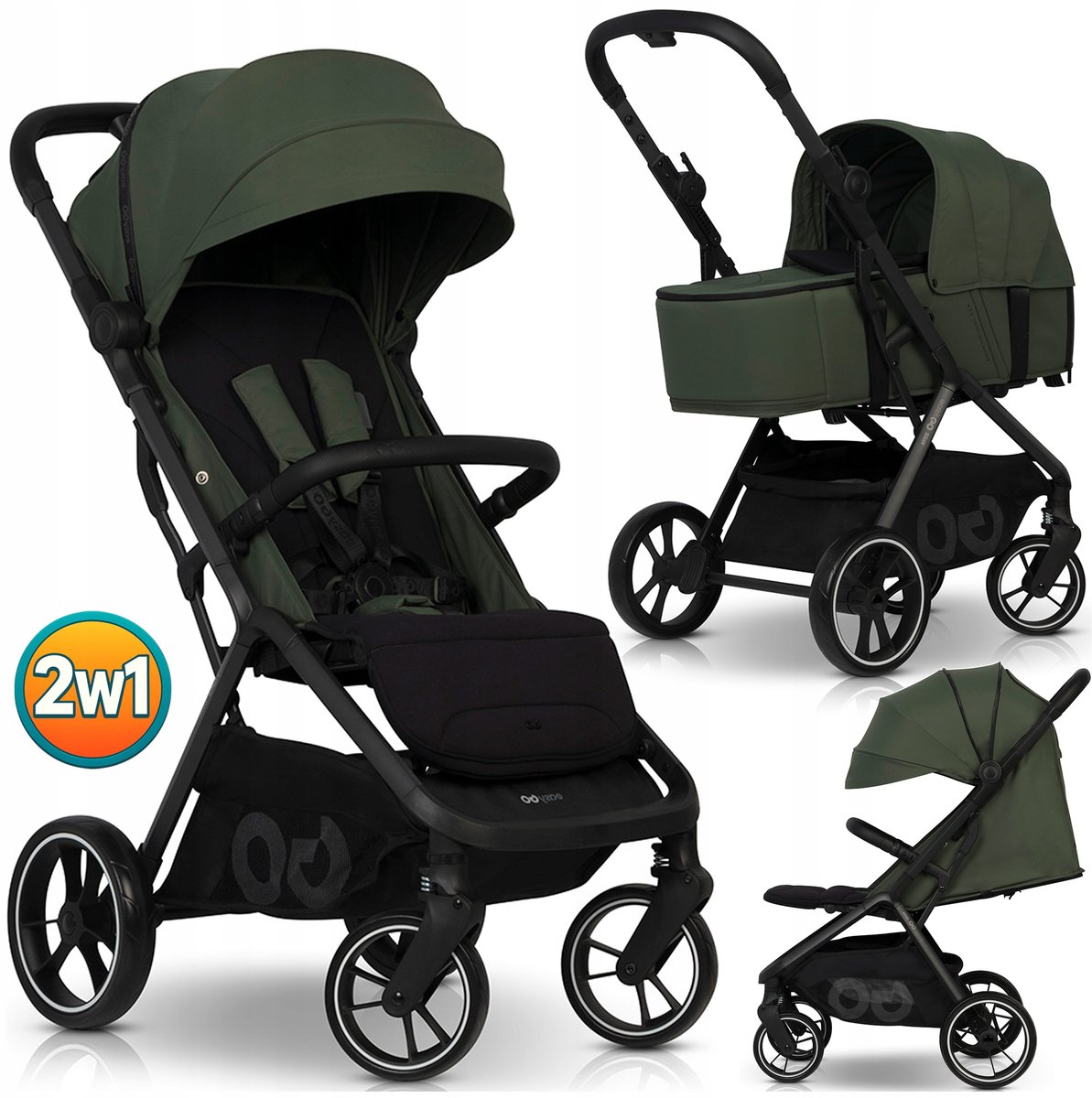 EasyGo ZOYA 2-in-1 Kinderwagen met Reiswieg - Sage Green