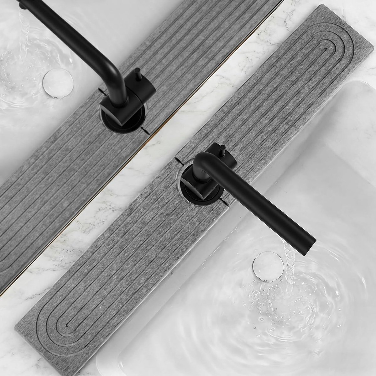 Faucet Mat for Kitchen Sink, 60×10cm Stone Drying Mat Kitchen, Diatomaceous Earth Stone Drying Sink Protectors, Splash - ShopVlot