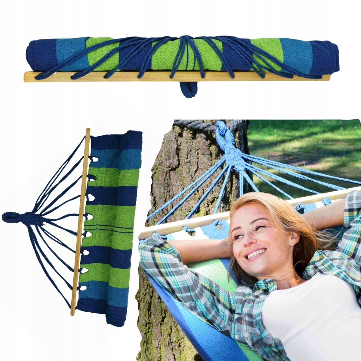 Stevige Braziliaanse Tuinhamak 200x80cm, 110kg, Houten Standaard