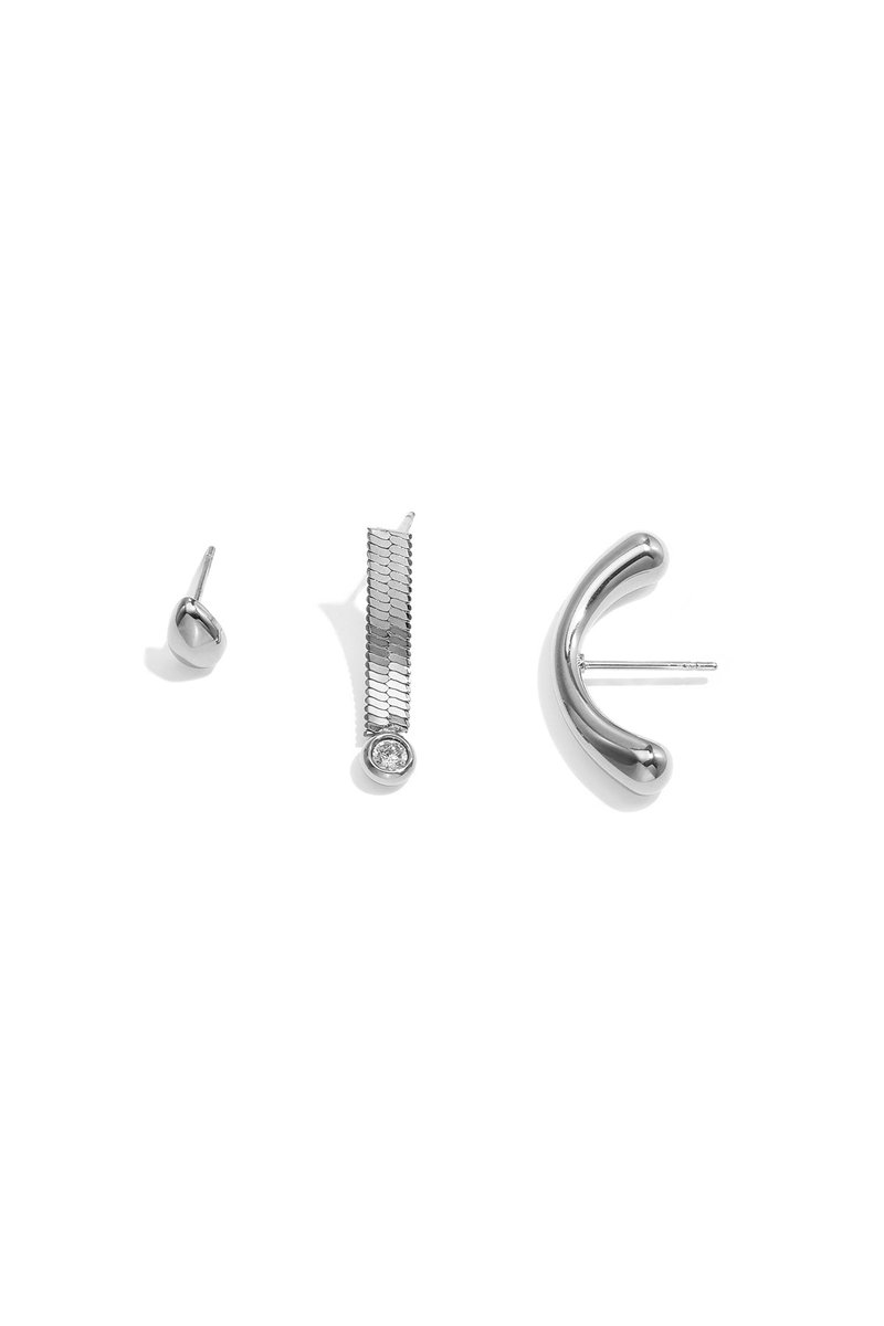 Lyra - Oorbellenset - Zirkoon - Stainless Steel - - Zilver