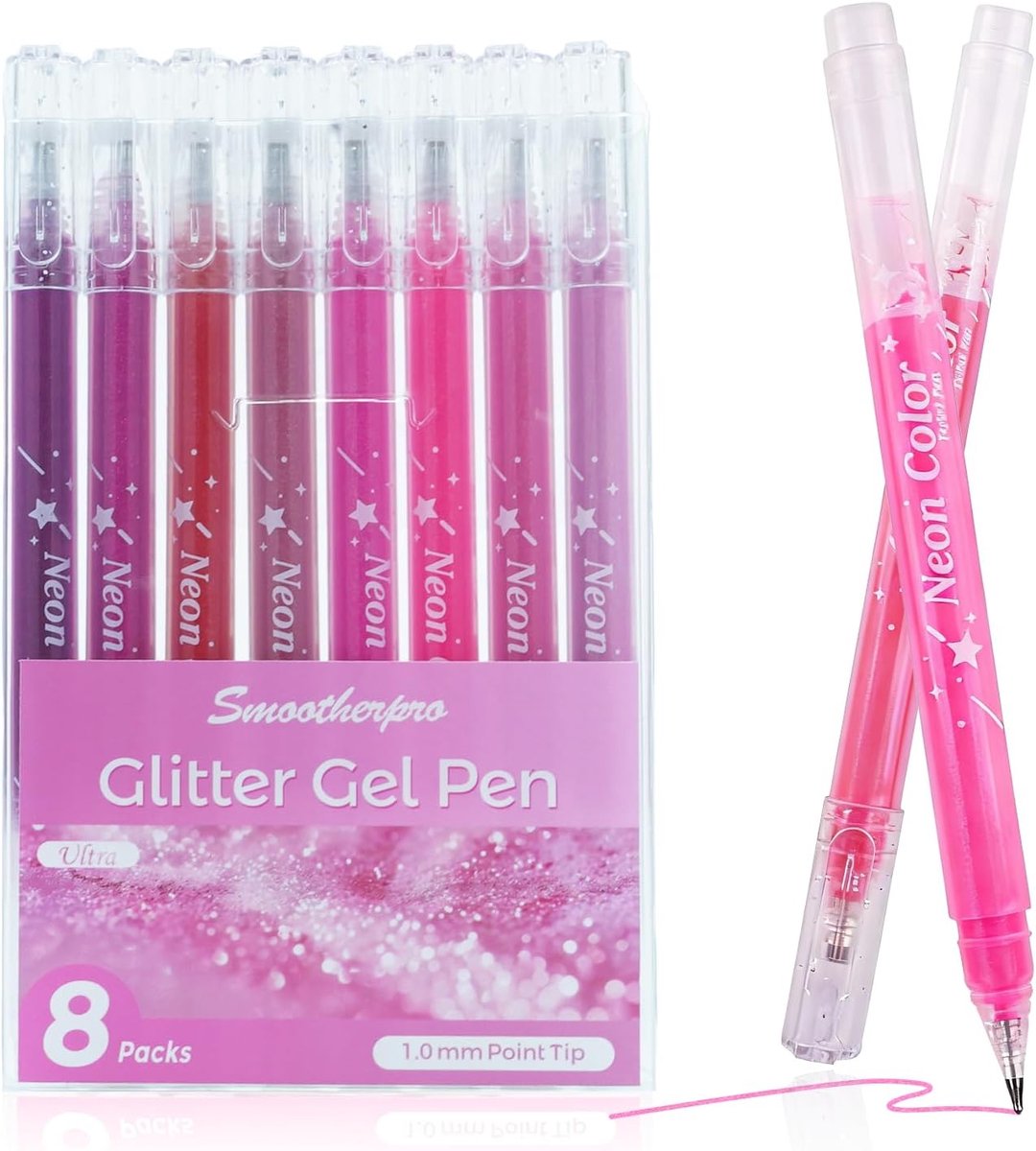 SMOOTHERPRO Metallic Glitter Gel Pens, 8 Pack Red Series - ShopVlot
