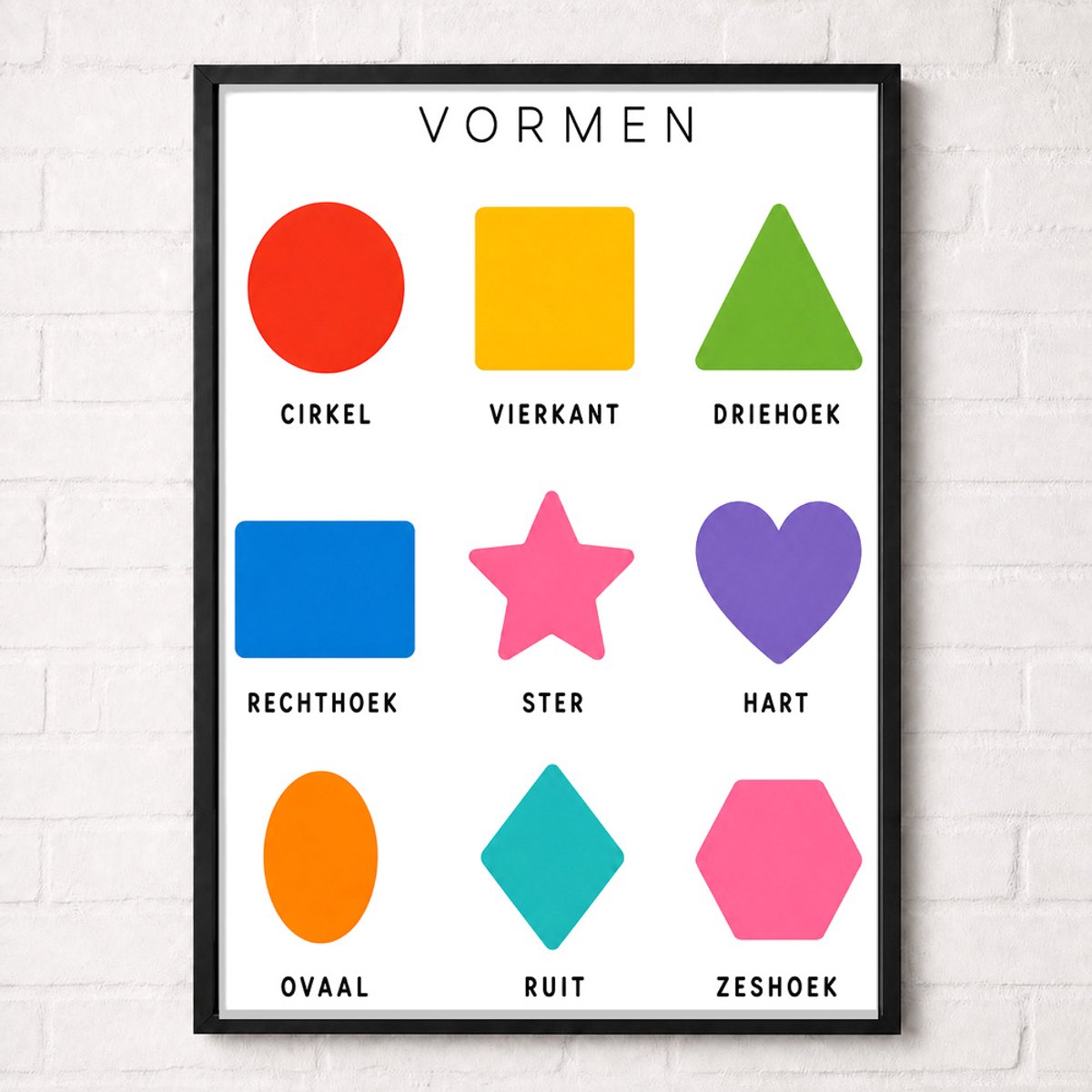 Vormen Educatieve Poster voor Kinderen - Leren - groep 1 t/m 3 (4-7 jaar) - A2+ 43,2 x 61 cm