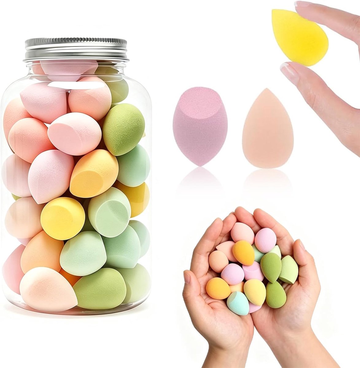 40 stuks make-upsponzen, mini-make-upspons, zacht, compact, beauty blender, mini nat en droog, ideaal voor gezicht - ShopVlot