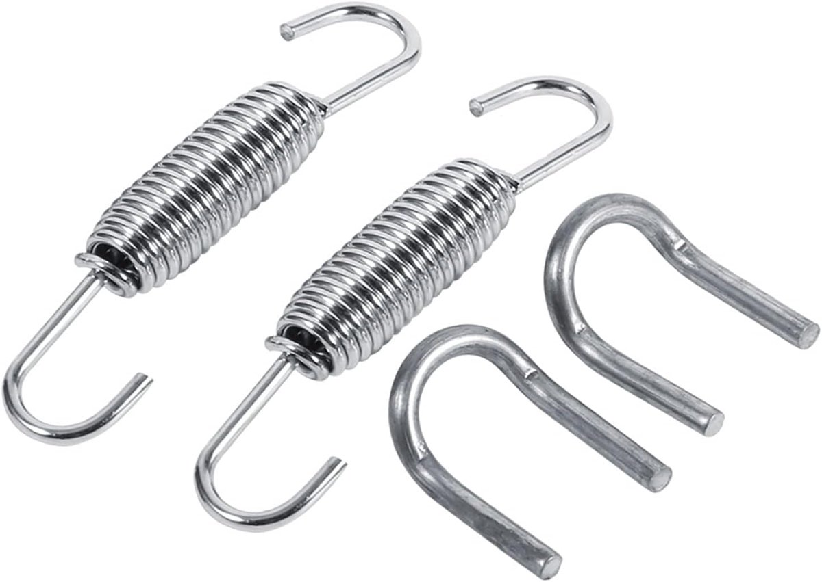 Exhaust Pipe Spring, 65mm Stainless Steel Silver Swivel Exhaust Pipe Springs for Motorcycle - ShopVlot