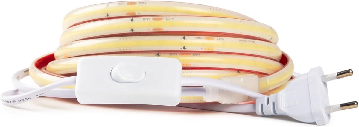 LED-strip - Warm Wit - 1M - Waterdichte Zelfklevende Strip met Schakelaar - Voor Binnen en Buiten
