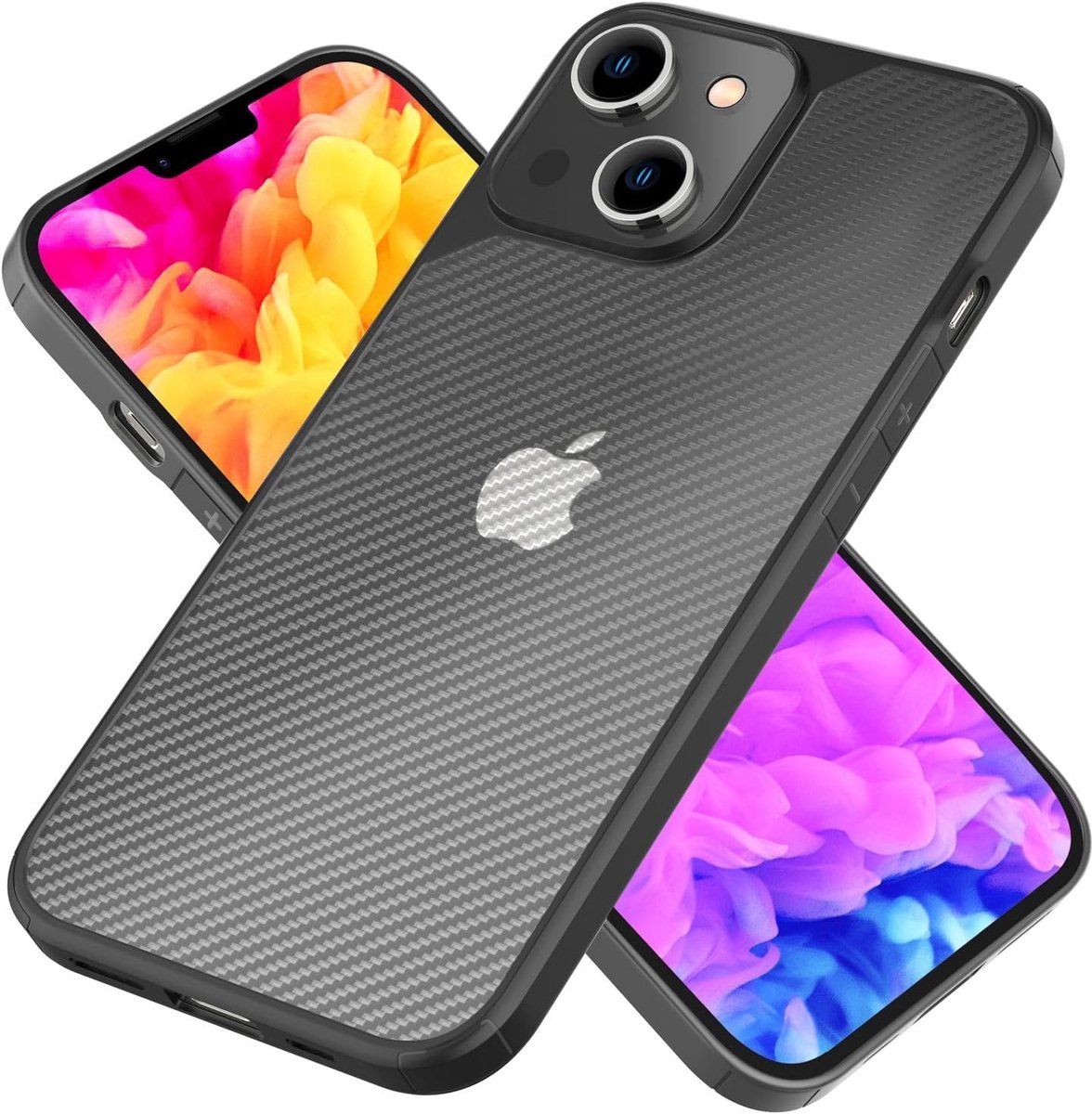 NALIA Matte Carbon Look Case Compatible with iPhone 14 Case, Clear Carbon Structure Anti-Fingerprint Scratch Resistant - ShopVlot