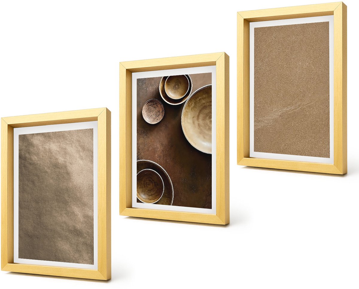 Coloray 4-Delige Schilderij Set - Stenen constructies in moderne minimalistische stijl - 20 x 30 cm - Wanddecoratie - Muurdecoratie - Woonkamer - Interieur Decoratie