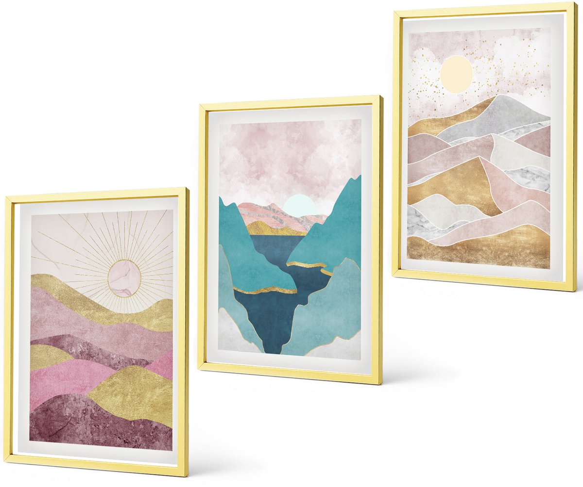 Coloray 3-Delige Schilderij Set - Architectonische Gebouwen In Zwart-Wit Minimalisme - 40 x 40 cm En 40 x 60 cm - Stijlvolle Wanddecoratie - Interieur - Stijlvolle Muurdecoratie