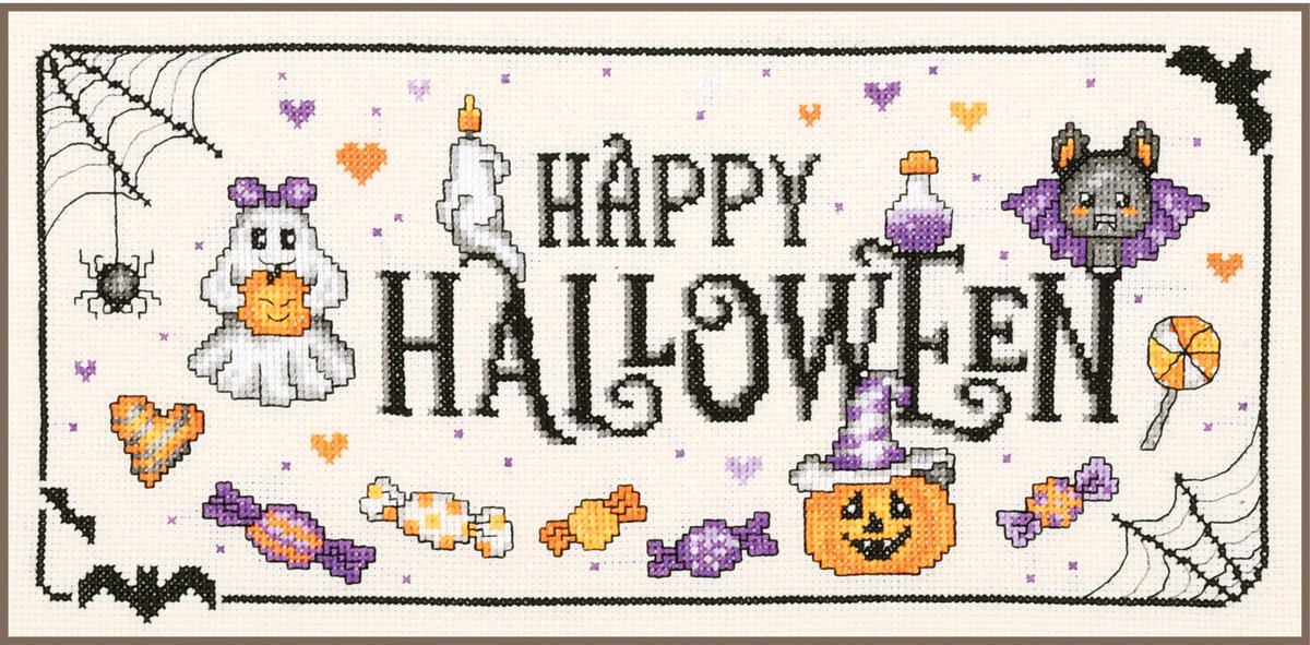 Vervaco - Telpakket kit Happy Halloween - PN-0238569 - Borduren - Borduurpakket - Borduurpakket volwassenen - Borduurpakket kind