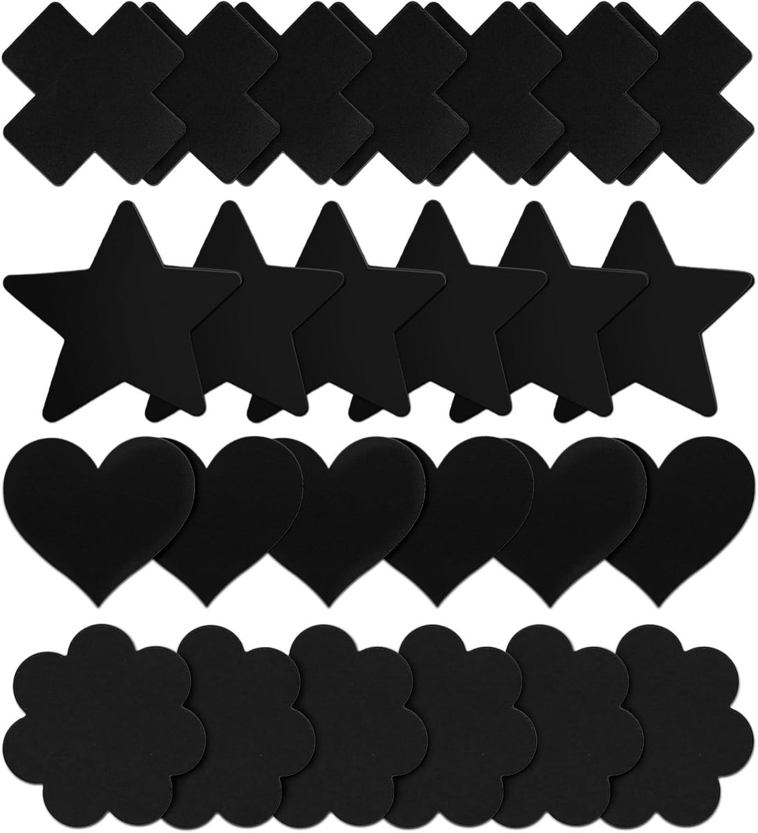 Wegwerp-tepelstickers, rave-set, zelfklevende satijnen tepelstickers, bh-set voor dames, rave-outfit, party, zwart, 25 - ShopVlot