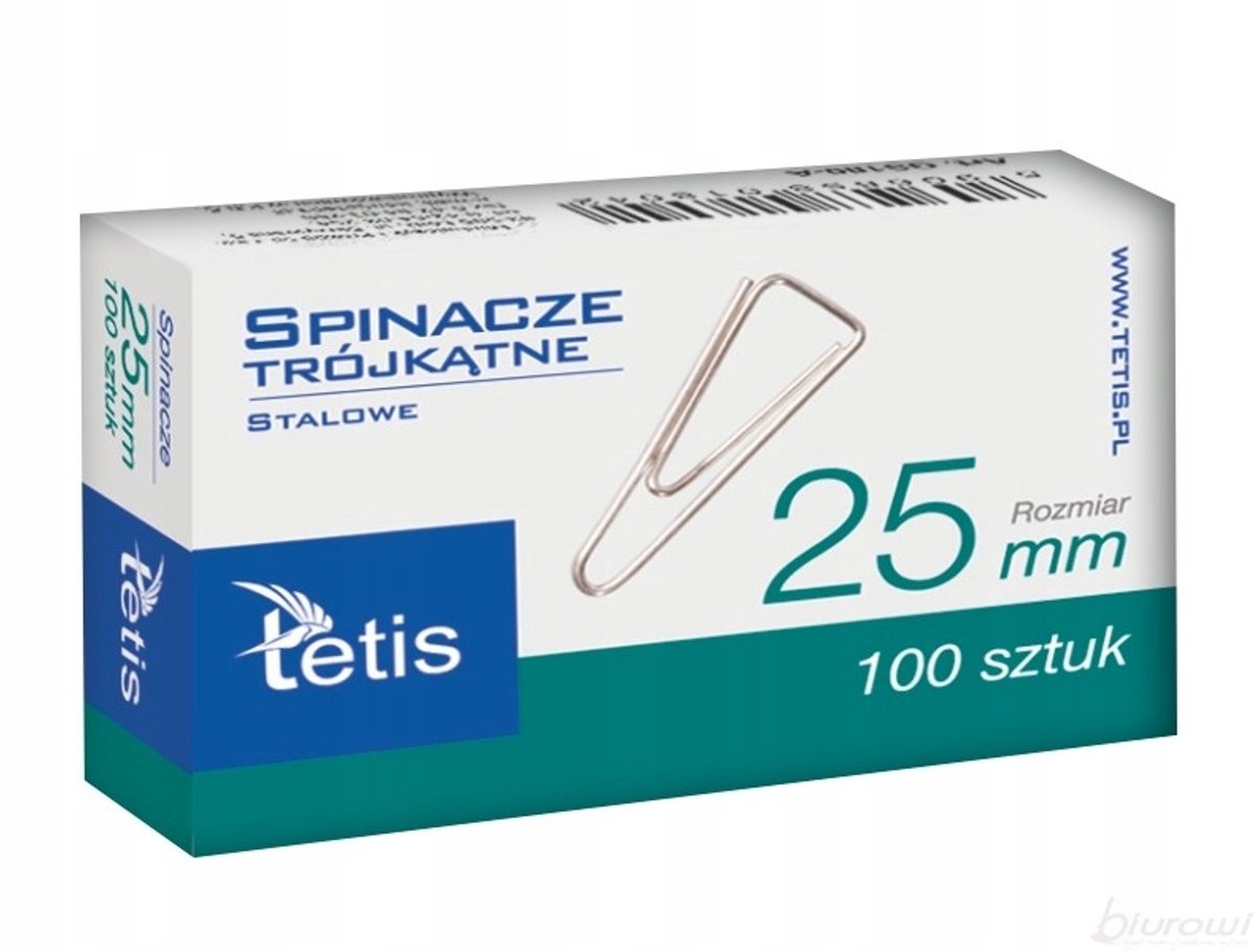 Tetis Driehoekige Papierklemmen 25mm - 100 stuks