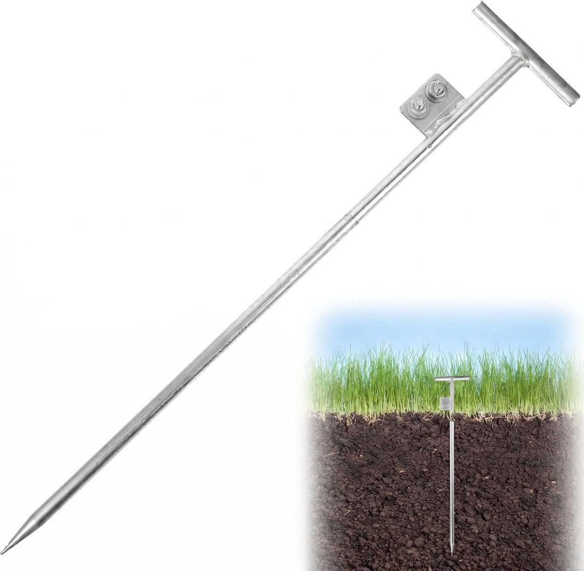 Aardingsstaaf - Verzinkt Staal - 60 cm - Voor Snelle Stroomafvoer - Voor Buiten