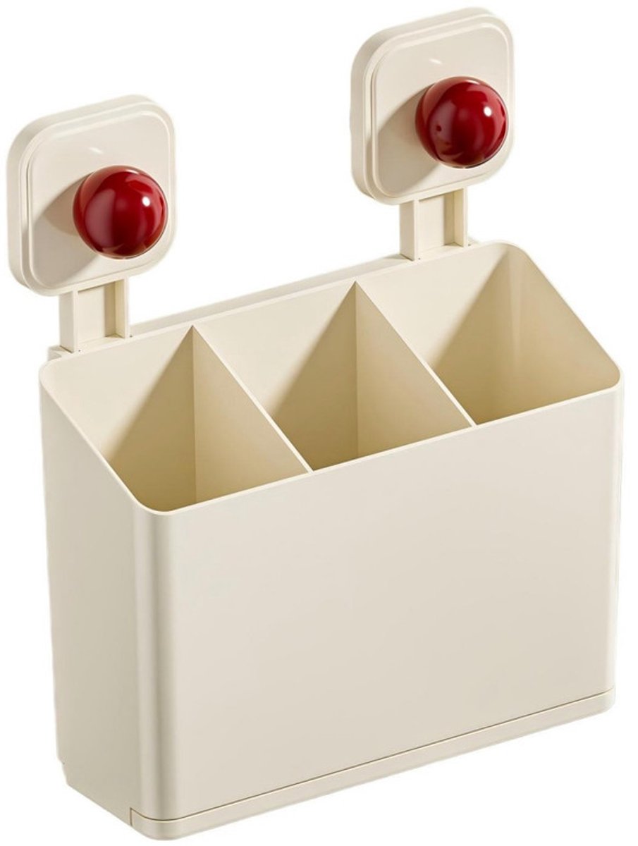 Keukenopbergrek - 18,8 x 6,8 x 23 cm - Bestekbak - Wandopbergrek - Opbergbak met zuignap - Opbergbak zonder spijkers - Opbergrek met zuignap - Keukengereirek - Opbergrek zonder boren - Gereihouder - Gereihouder met zuignap - Opbergrek zonder spijkers