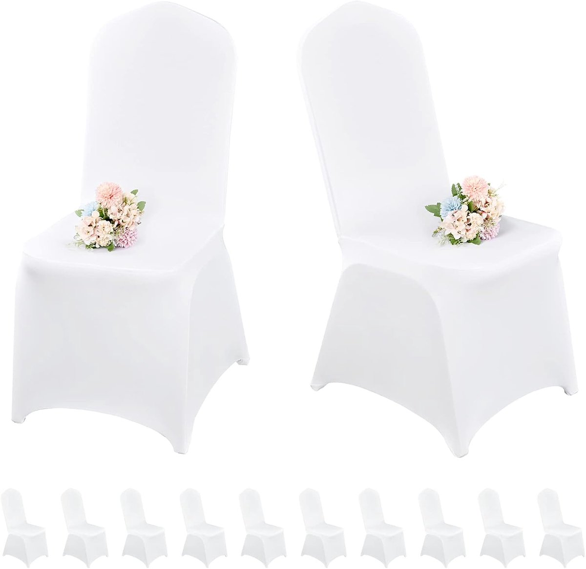 10 Pcs White Spandex Dining Chair Covers for Living Room - Stretch Spandex Chair Cover Universal Stretch Chair - ShopVlot