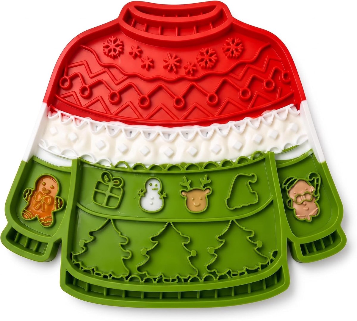 Ulisem - Honden Likmat Kerst - Slow Feeder Likmat voor Honden - Siliconen Likmat met Zuignappen - Voor Bad Verzorging en Voeren - Vaatwasser- en Vriezerbestendig