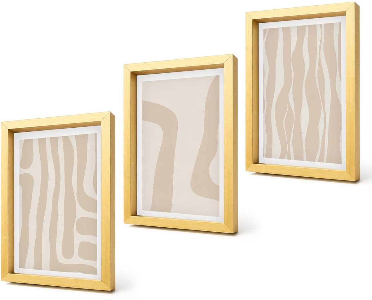 Coloray 4-Delige Schilderij Set - Abstracte patronen, minimalistische vormen, boho-stijl - 20 x 30 cm - Schilderijen Set - Wanddecoratie - Woonkamer - Stijlvolle Muurdecoratie