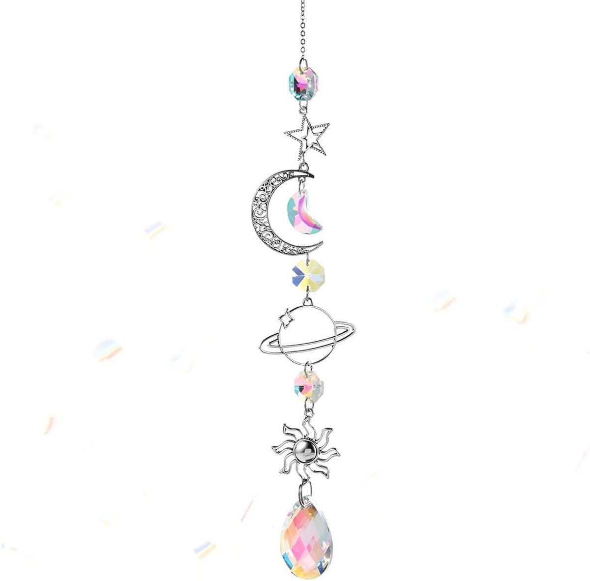 1 x hangende kristallen zonnevanger ter decoratie, lichtprisma, 34 cm, voor ramen, huis, tuin en meditatie - ShopVlot